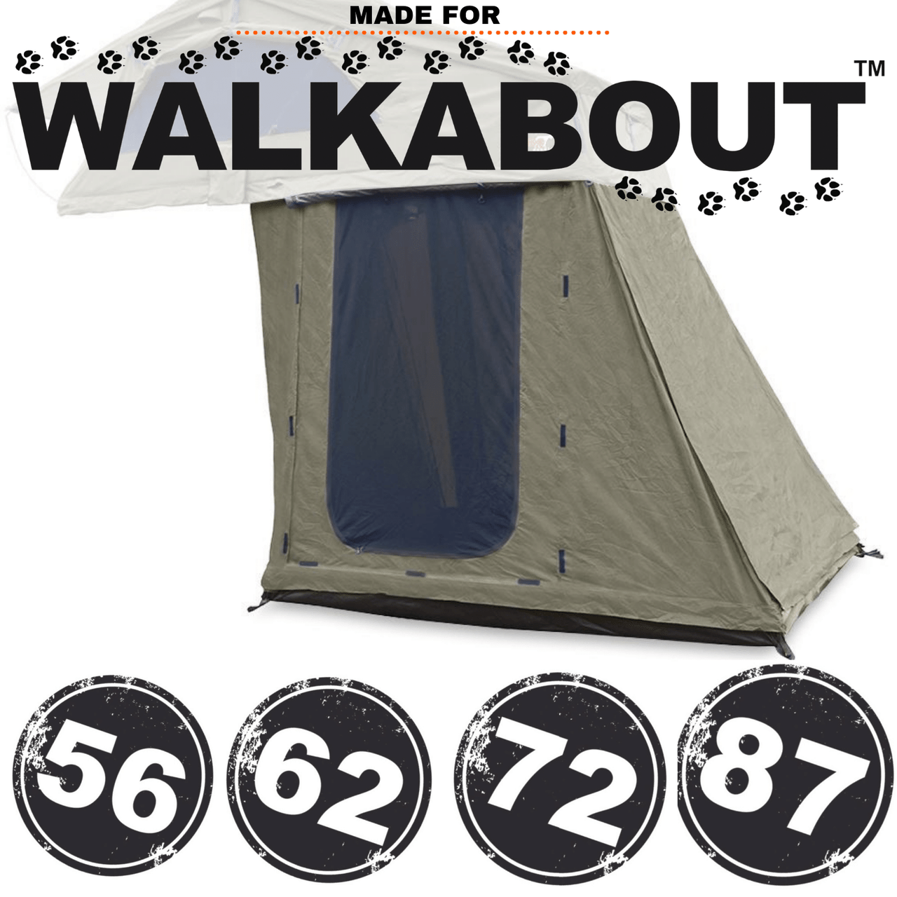 23ZERO Walkabout 87 Short Olive Annex Rooftop Tent for Pickup Trucks, SUVs & Crossovers -Additional Shelter for Rooftop Tent