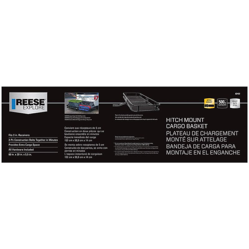 Reese Towpower Trailer Hitch Cargo Carrier - Fits 2" Receiver, Non-Folding, Bolt-Together