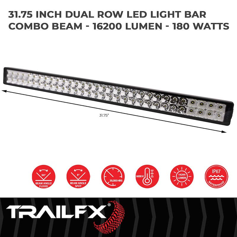 TrailFX 30" LED Light Bar for Off-Road Full-Size Pickup Trucks, Jeeps, SUVs - 180W, Combo Beam, 16200 Lumens