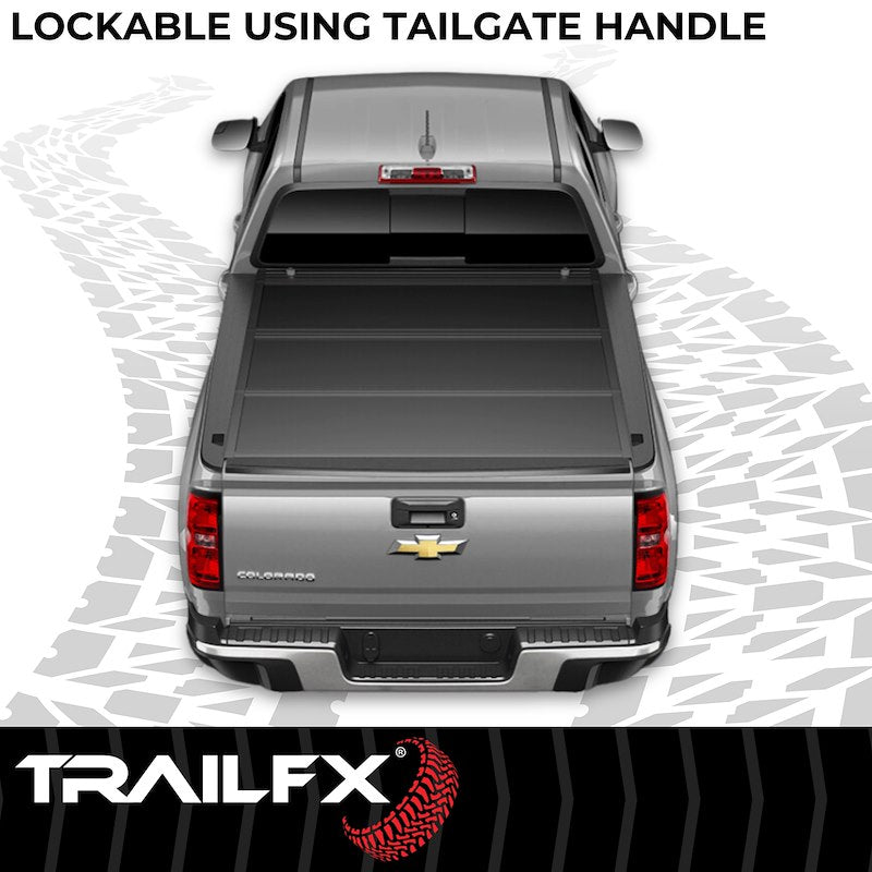 TrailFX Hard Trifold Tonneau Cover for Pickup Trucks - Fits 2005-21 Nissan Frontier, 5 Ft. (With Utili-Track System)