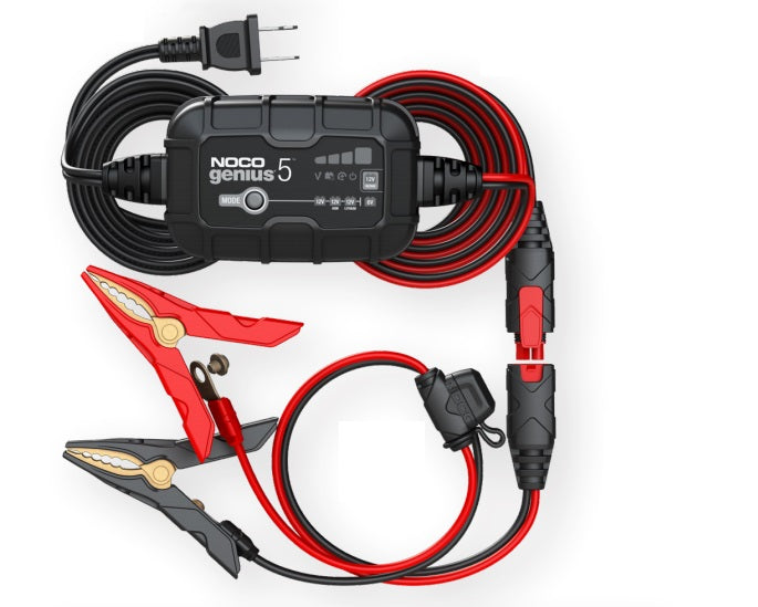 NOCO Battery Charger for 6V & 12V Lead-Acid and Lithium Batteries - 5A, 9-Step Fully Automatic - 120-240V AC