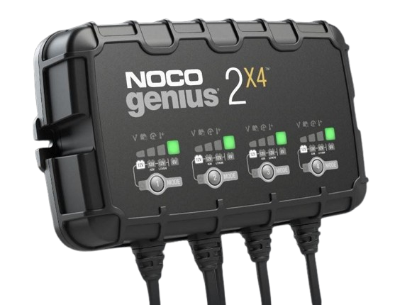 NOCO Battery Charger 4-Bank Onboard for 6V & 12V Lead-Acid and Lithium Batteries - 2A Per Bank, 8A Total, Fully Automatic - 120-240V AC