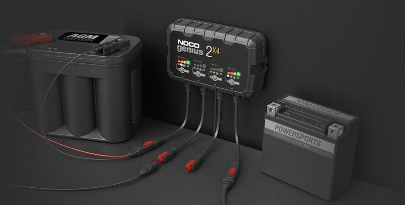 NOCO Battery Charger 4-Bank Onboard for 6V & 12V Lead-Acid and Lithium Batteries - 2A Per Bank, 8A Total, Fully Automatic - 120-240V AC