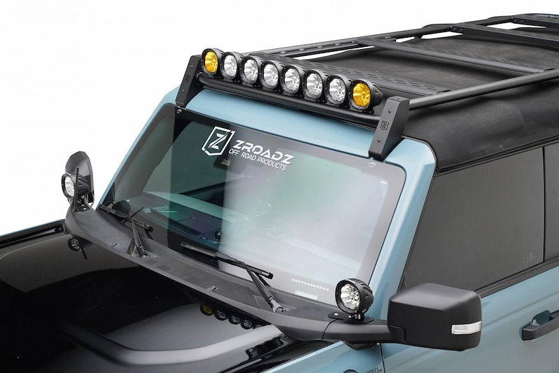 ZROADZ 4-Inch Amber LED Kit for Bronco Roof Rack - Includes 8 Amber Lights with Universal Harness