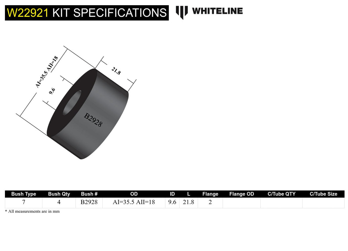 Whiteline Rear Sway Bar Link Upper Bushing