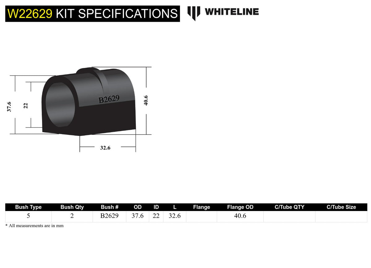 Whiteline Front Sway Bar Mount Bushing