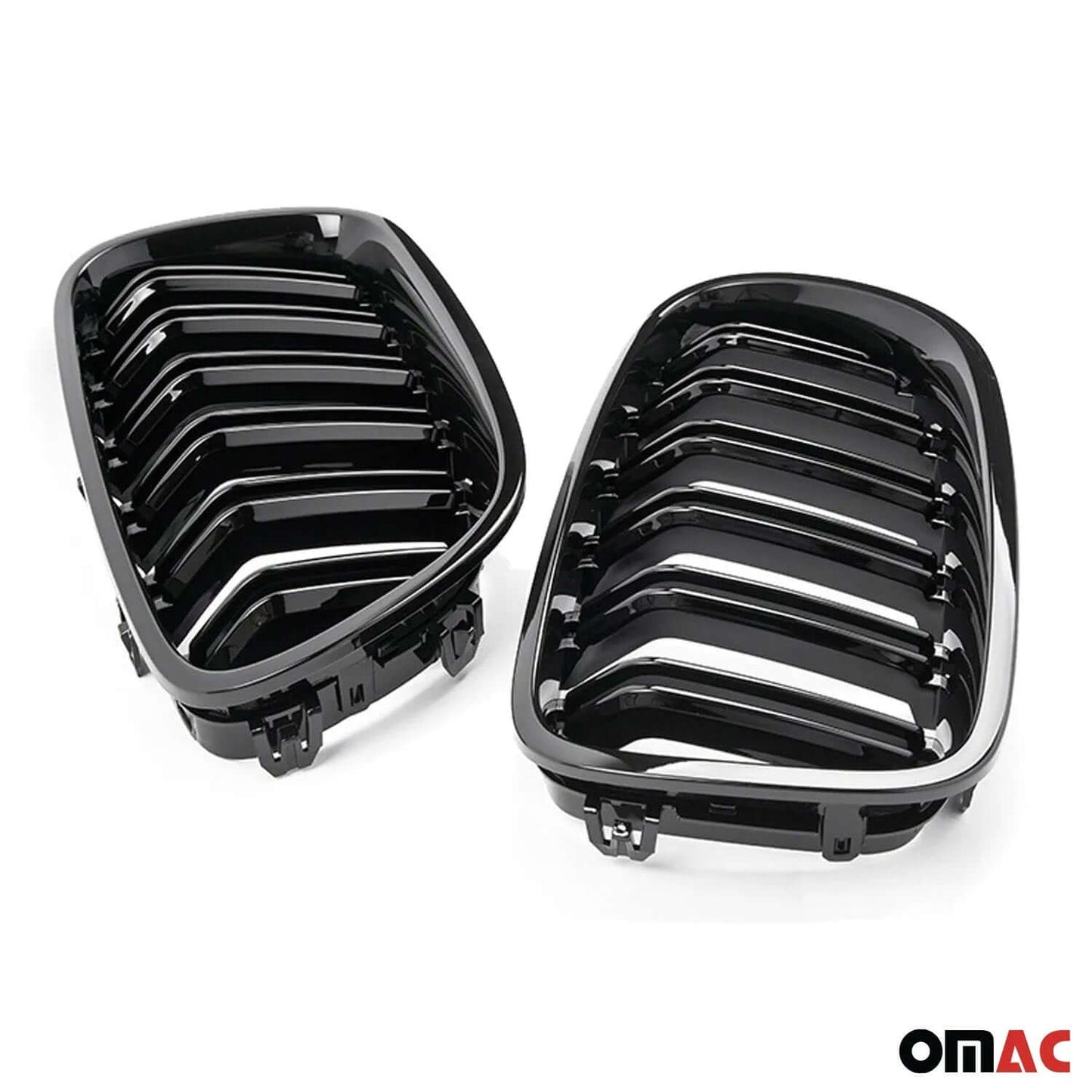 OMAC USA Front Kidney Grille Set – Fits 2011–2017 BMW 5 Series F10/M5 – Gloss Black, 2 Pcs