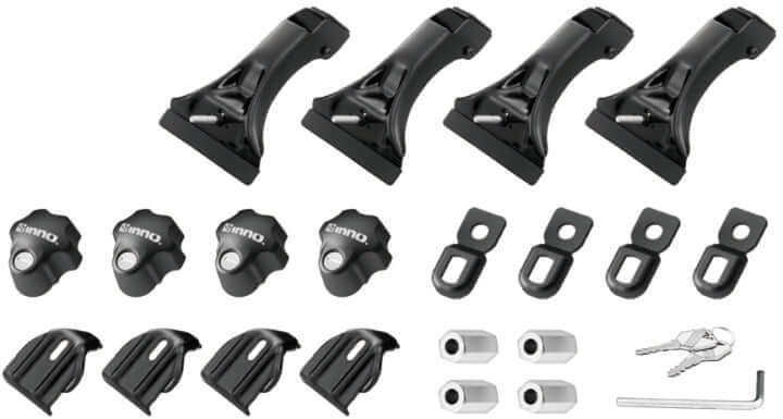 InnoRacks Aero Base Stay Set for Vans, Classic SUVs & Older Pickup Trucks with Rain Gutters - 7.5″ Height, Black (Set of 4)