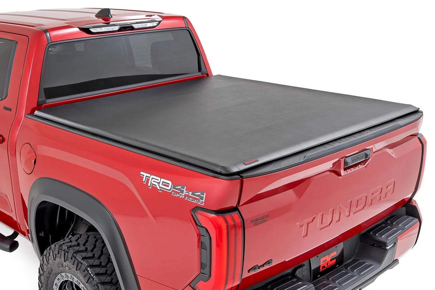 TrailFX Soft Folding Tonneau Cover for Pickup Trucks - Fits 2022-2025 Toyota Tundra (Black)