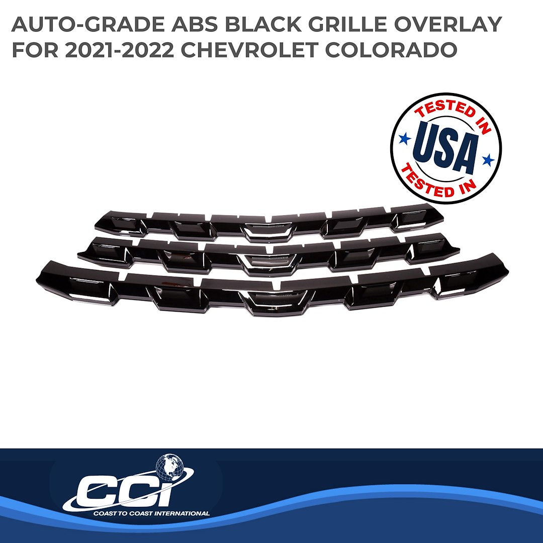 Coast to Coast Chevrolet Colorado 21-22 LT/WT Grille Overlay, Gloss Black (GI181BLK)
