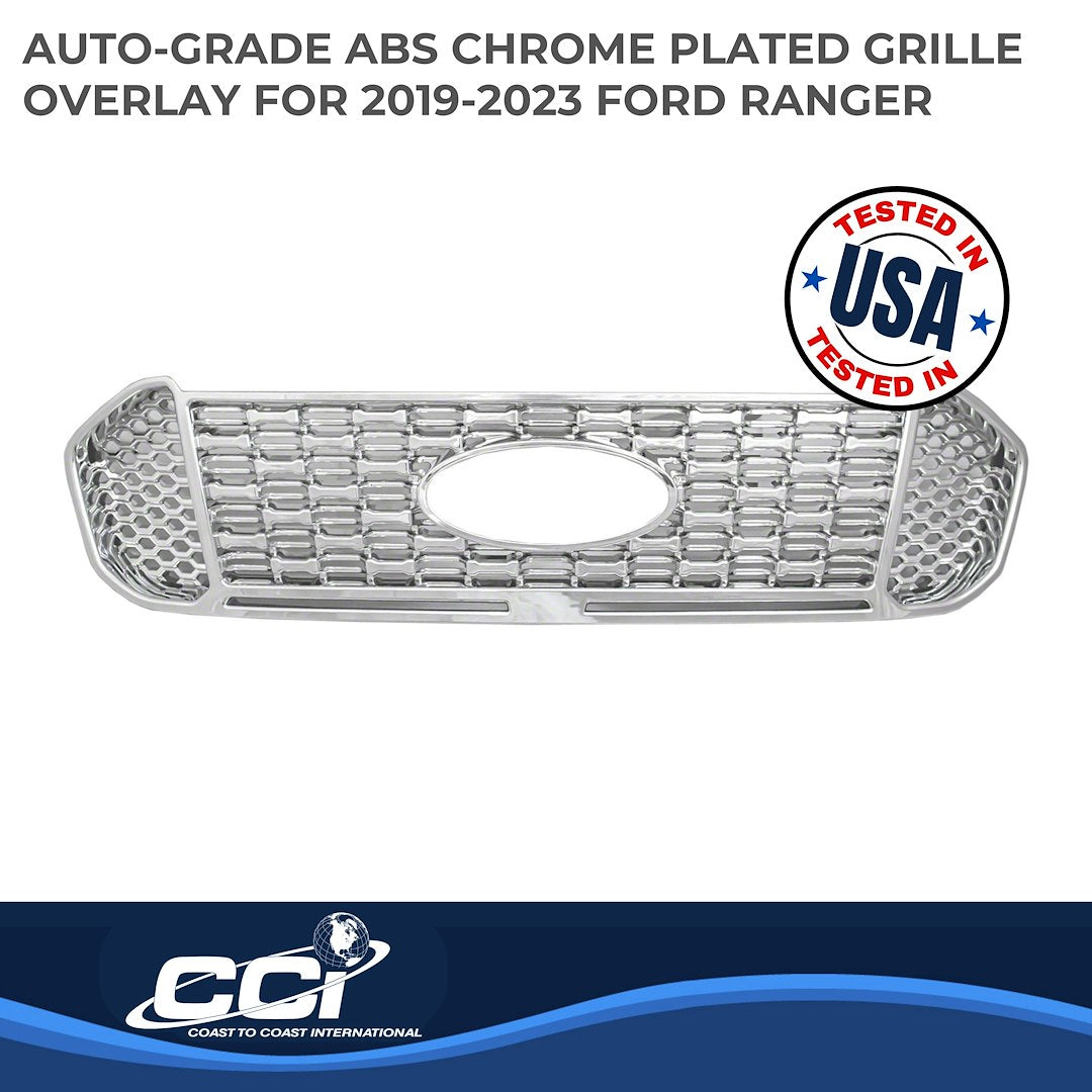 Coast to Coast Ford Ranger XL/XLT Grille Overlay, Chrome – Fits 2019-23 (IWCGI169)