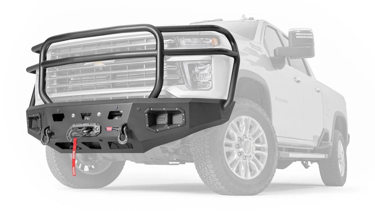 WARN Ascent HD Front Bumper with Full Grille Guard for 2020-2023 Chevrolet Silverado 2500/3500 HD