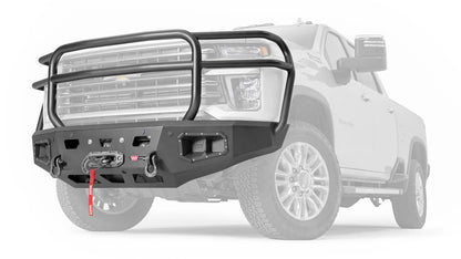 WARN Ascent HD Front Bumper with Full Grille Guard for 2020-2023 Chevrolet Silverado 2500/3500 HD
