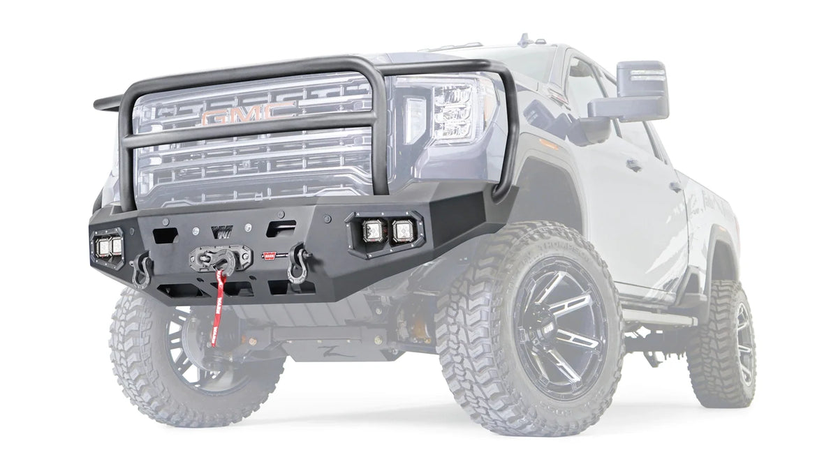 WARN Ascent HD Front Bumper with Full Grille Guard for 2020-2023 GMC Sierra 2500/3500 HD