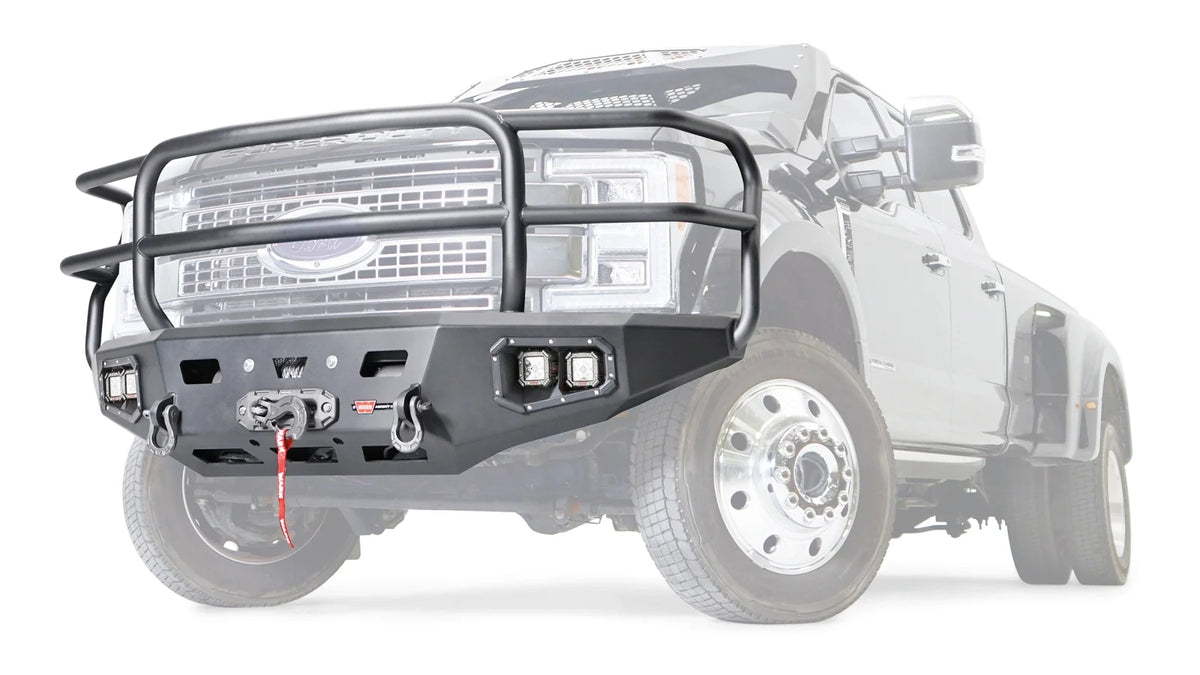 WARN Ascent HD Front Bumper with Full Grille Guard for 2017-2022 Ford F-450/F-550