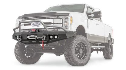 WARN Ascent Front Bumper with Prerunner Grille Guard for 2017-2022 Ford Super Duty