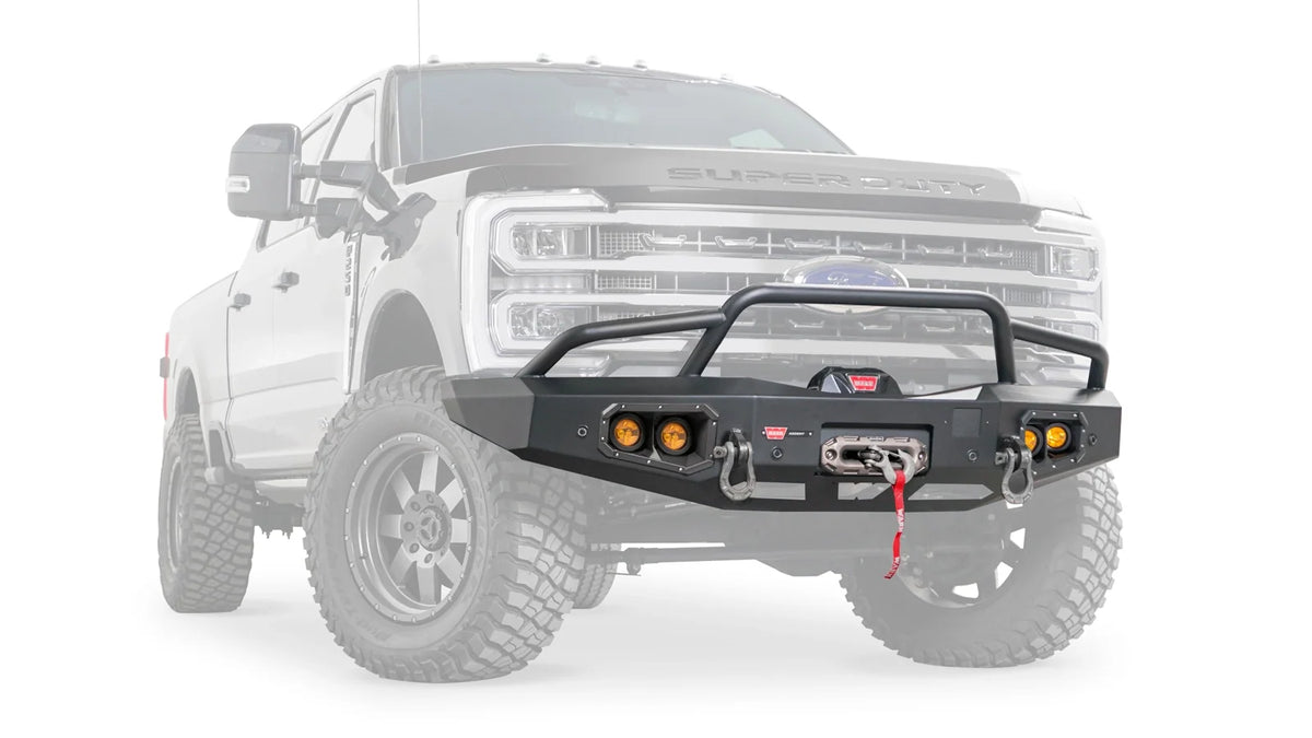 WARN Ascent Front Bumper with Prerunner Grille Guard for 2023-2026 Ford Super Duty