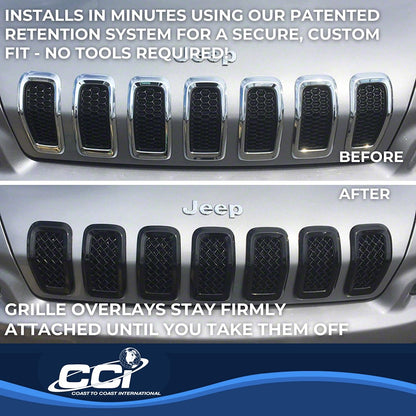 Coast to Coast Jeep Cherokee 14-18 Grille Overlay, Gloss Black (ABS6473B)