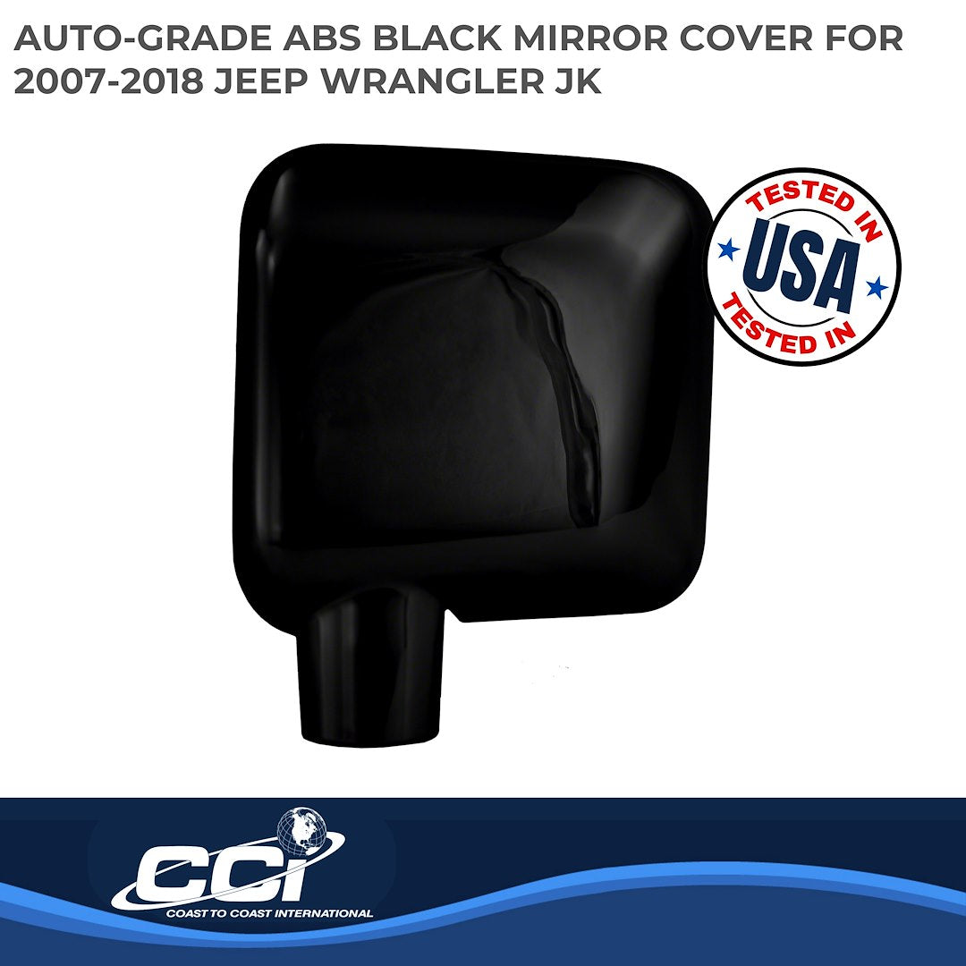 Coast to Coast Jeep Wrangler JK 07-18 (Full w/o Turn Signal) Mirror Covers, Gloss Black (CCIMC67401BK)