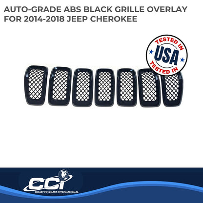 Coast to Coast Jeep Cherokee 14-18 Grille Overlay, Gloss Black (ABS6473B)