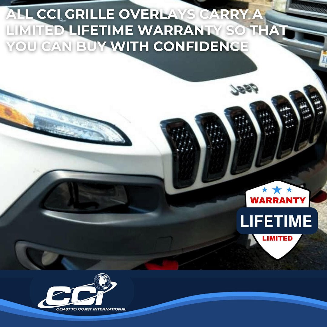 Coast to Coast Jeep Cherokee 14-18 Grille Overlay, Gloss Black (ABS6473B)
