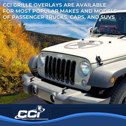 Coast to Coast Jeep Wrangler JK 07-18 Grille Overlay, Gloss Black (ABS6414B)