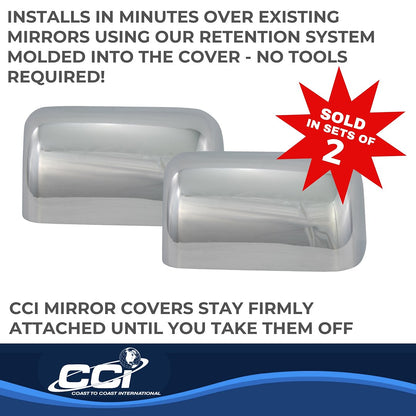 Coast to Coast Ford Superduty 08-16 (Top Half Tow) Mirror Covers, Chrome (CCIMC67409A)