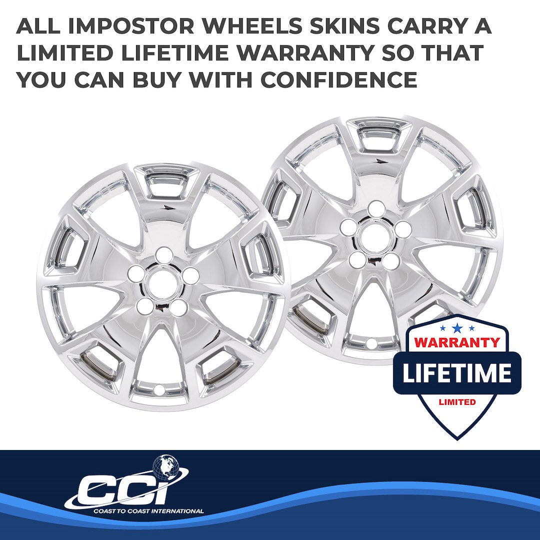 Coast to Coast IMPostor Wheel Skins 17", Chrome, Set of 4 – Fits 2021-23 Ford Bronco Sport Base (IMP476X)