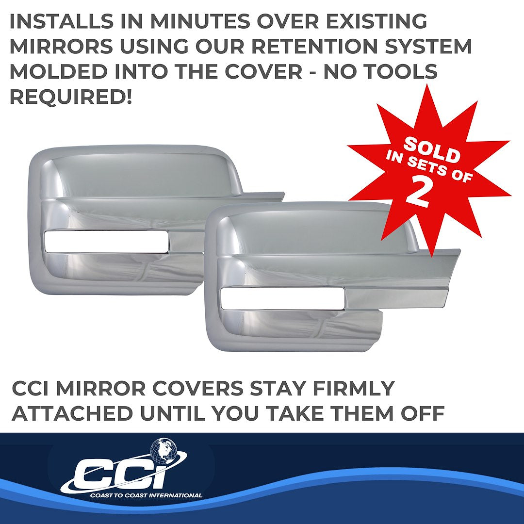Coast to Coast Toyota Tacoma 12-15 (Full w/o Turn Signal) Mirror Covers, Chrome (CCIMC67421)