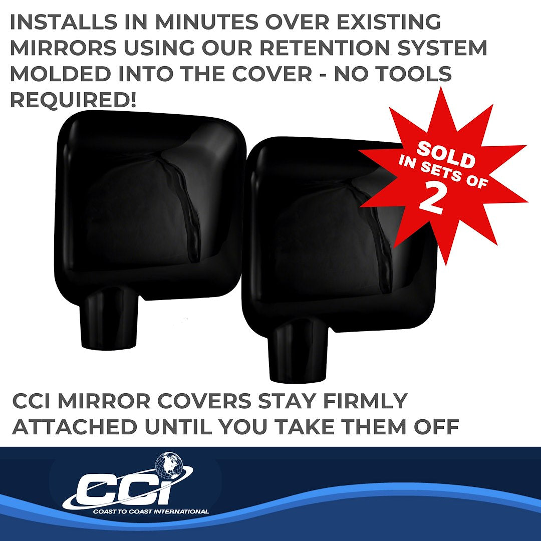 Coast to Coast Jeep Wrangler JK 07-18 (Full w/o Turn Signal) Mirror Covers, Gloss Black (CCIMC67401BK)