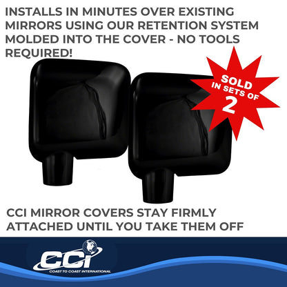 Coast to Coast Jeep Wrangler JK 07-18 (Full w/o Turn Signal) Mirror Covers, Gloss Black (CCIMC67401BK)