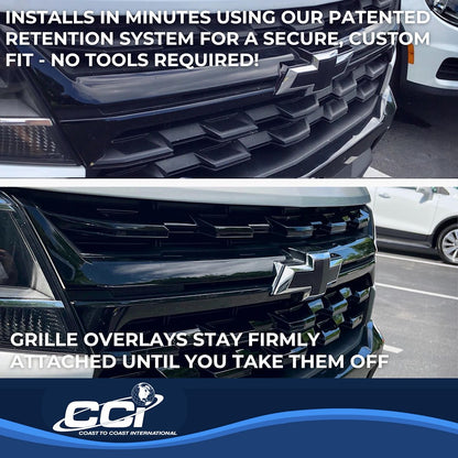 Coast to Coast Chevrolet Colorado 21-22 LT/WT Grille Overlay, Gloss Black (GI181BLK)