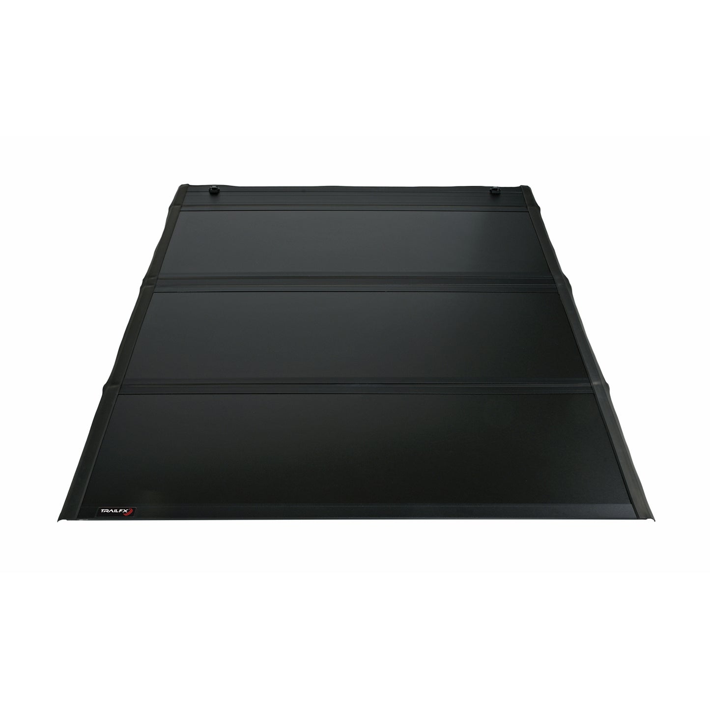 TrailFX Hard Tri-Folding Tonneau Cover - Lockable, Black Aluminum, Carpeted Underside