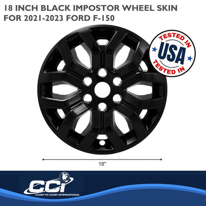 Coast to Coast IMPostor Wheel Skins 18", Gloss Black, Set of 4 – Fits 2021-23 Ford F-150 King Ranch (IMP491BLK)