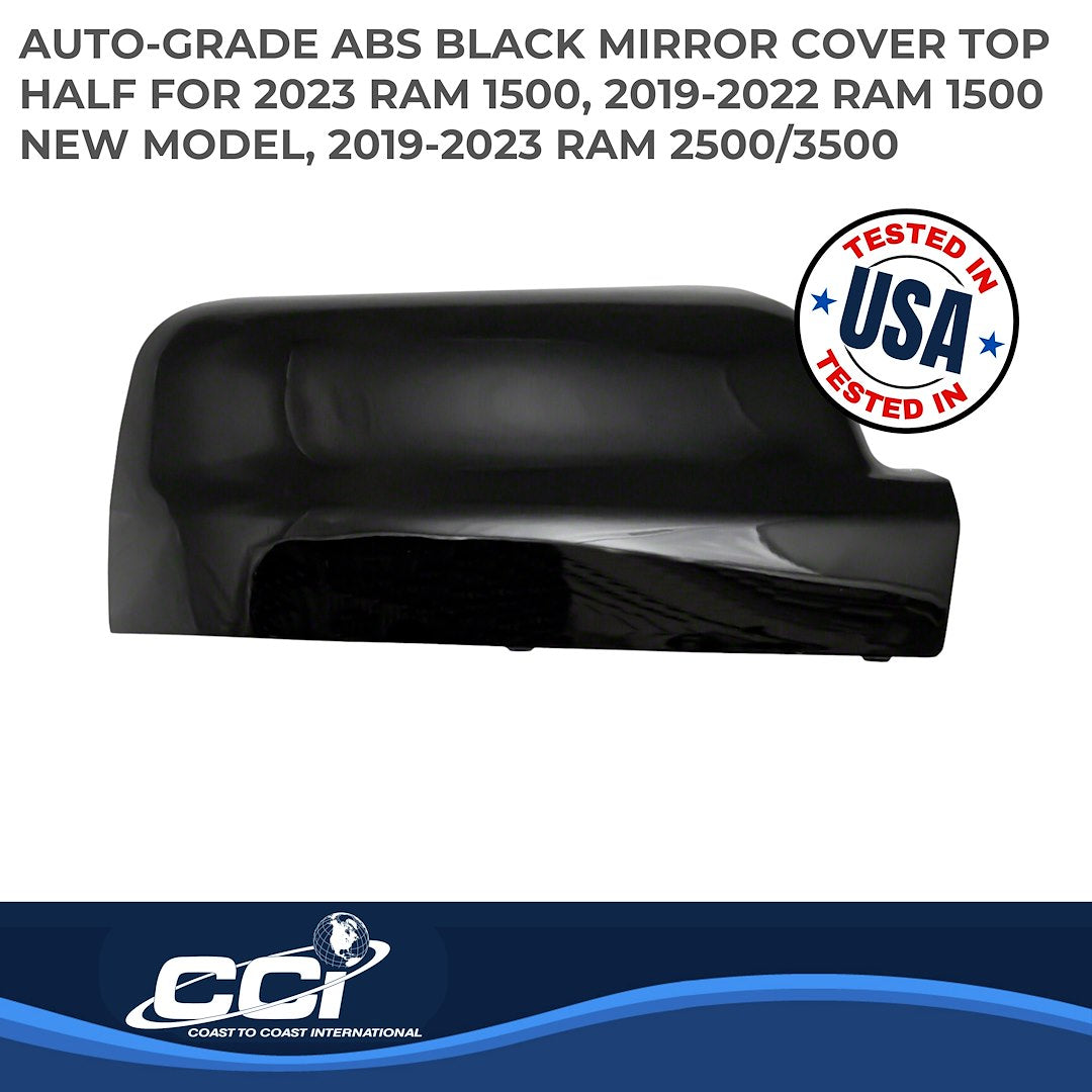 Coast to Coast Ram 1500 19-25 (Top Half w/o Turn Signal) Mirror Covers, Gloss Black (CCIMC67535BK)