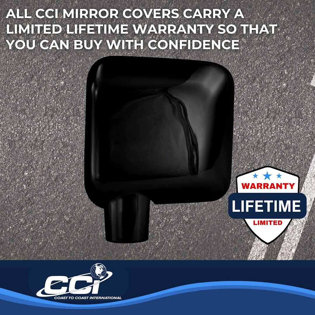 Coast to Coast Jeep Wrangler JK 07-18 (Full w/o Turn Signal) Mirror Covers, Gloss Black (CCIMC67401BK)