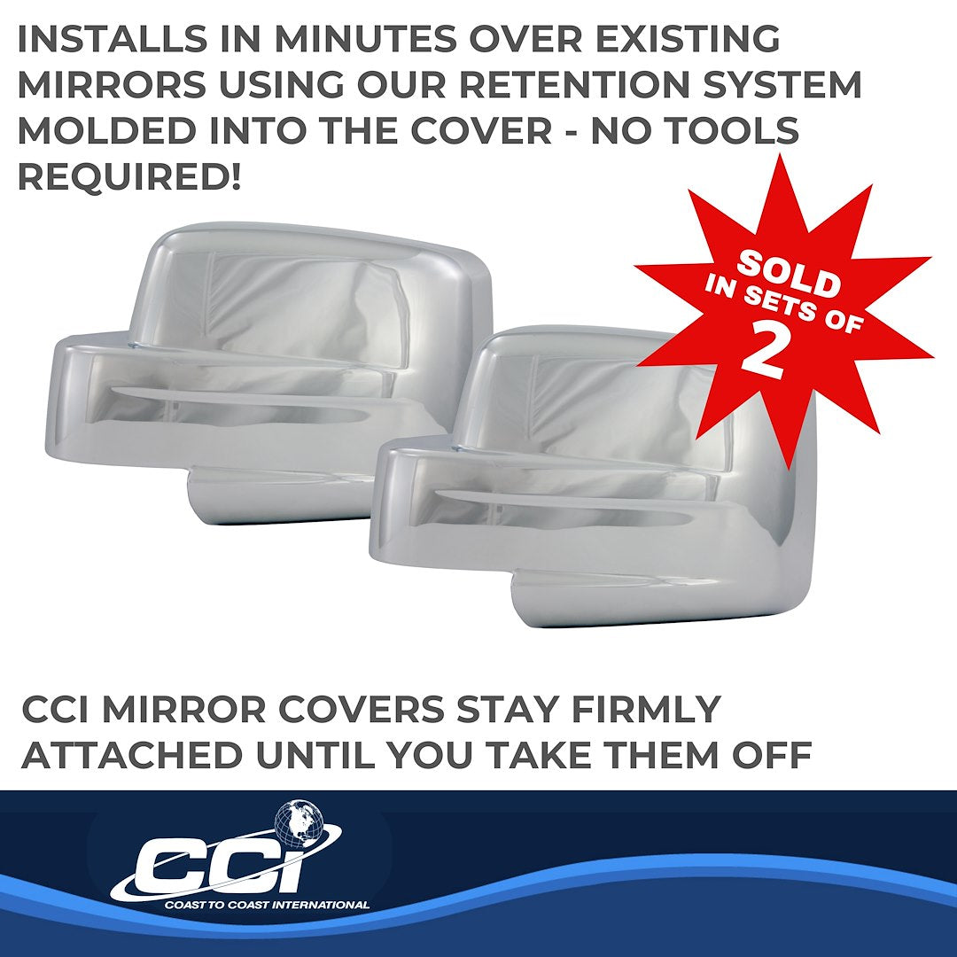 Coast to Coast Jeep Patriot 07-17 (Full w/o Turn Signal) Mirror Covers, Chrome (CCIMC67424)