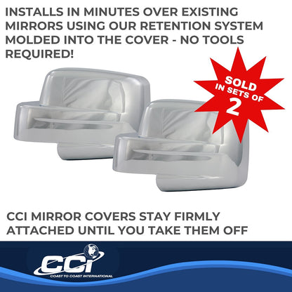 Coast to Coast Jeep Patriot 07-17 (Full w/o Turn Signal) Mirror Covers, Chrome (CCIMC67424)