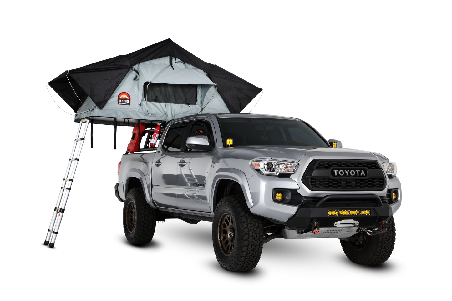 Body Armor Sky Ridge Pike 2 Rooftop Tent - Sleeps 3 Adults, Waterproof Polyester/Cotton Canvas - Includes Ladder & Mattress