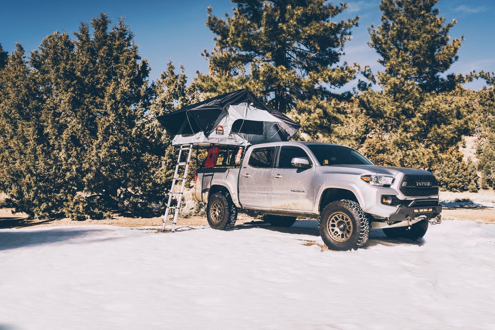 Body Armor Sky Ridge Pike 2 Rooftop Tent - Sleeps 3 Adults, Waterproof Polyester/Cotton Canvas - Includes Ladder & Mattress