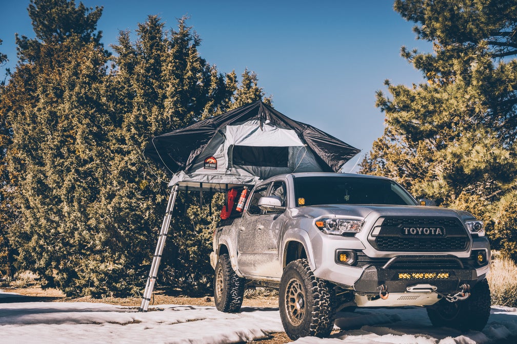 Body Armor Sky Ridge Pike 2 Rooftop Tent - Sleeps 3 Adults, Waterproof Polyester/Cotton Canvas - Includes Ladder & Mattress