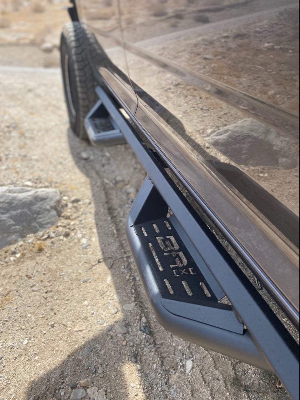 Body Armor Ambush Side Steps - Black Matte Textured Steel - Fits 2009-2018 Dodge RAM 1500 Crew Cab, 2018-2024 Dodge RAM 1500 Crew Cab (Classic Body Style), 2010-2024 RAM 2500/3500/4500/5500 Crew Cab