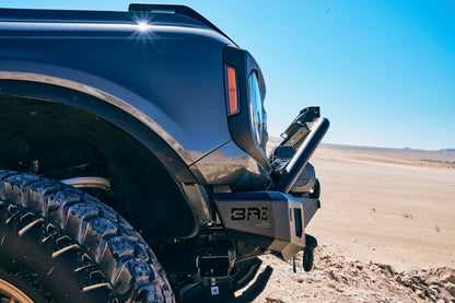 Body Armor Odyssey Front Bumper - Textured Black Powder-Coated Steel - Fits 2021-2024 Ford Bronco (With Bull Bar, Winch Mount, D-Ring Mounts)