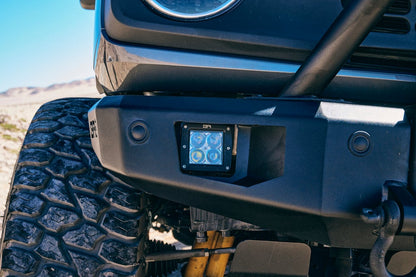 Body Armor Odyssey Front Bumper - Textured Black Powder-Coated Steel - Fits 2021-2024 Ford Bronco (With Bull Bar, Winch Mount, D-Ring Mounts)