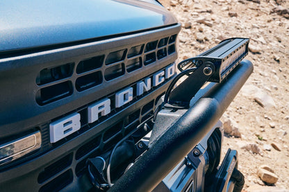 Body Armor Odyssey Front Bumper - Textured Black Powder-Coated Steel - Fits 2021-2024 Ford Bronco (With Bull Bar, Winch Mount, D-Ring Mounts)