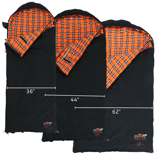 23ZERO Royal Camping Sleeping Bag Queen 62" for Pickup Trucks, SUVs & Crossovers - All-Season Insulated Sleeping Bag for 2-Person Comfort