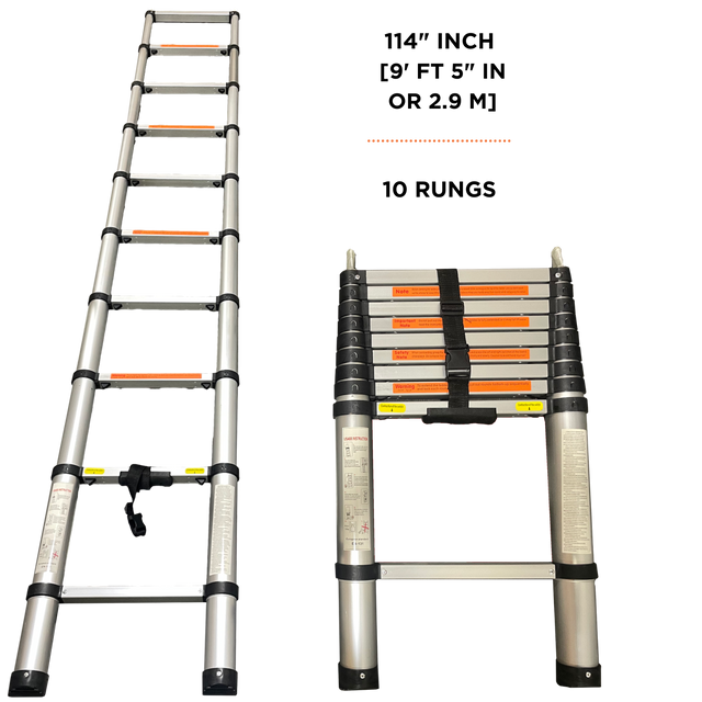 23ZERO Telescoping Ladder 9'5" (2.9M) for Roof Top Tents - Lightweight Aluminum Ladder for Pickup Trucks, SUVs & Vans