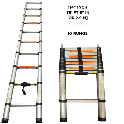 23ZERO Telescoping Ladder 9'5" (2.9M) for Roof Top Tents - Lightweight Aluminum Ladder for Pickup Trucks, SUVs & Vans