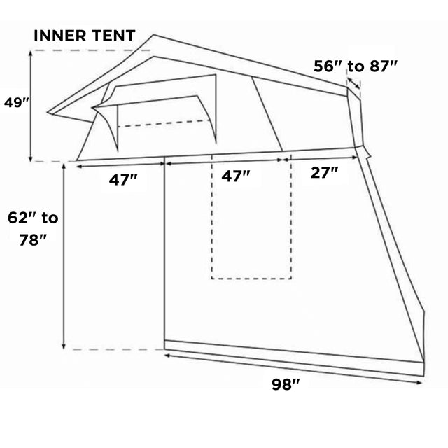 23ZERO Walkabout 62 Short Olive Annex Rooftop Tent for Pickup Trucks, SUVs & Crossovers - Additional Shelter for Roof Top Tent