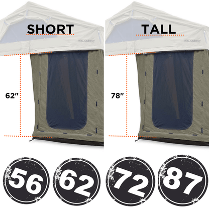 23ZERO Walkabout 62 Short Olive Annex Rooftop Tent for Pickup Trucks, SUVs & Crossovers - Additional Shelter for Roof Top Tent